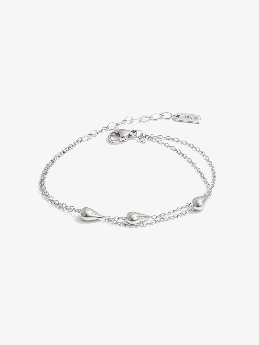 Pulsera Doble Con Colgantes En Forma De Gota Enchapado En Oro 18K Pulsera 13 ZAPRINI Plata 