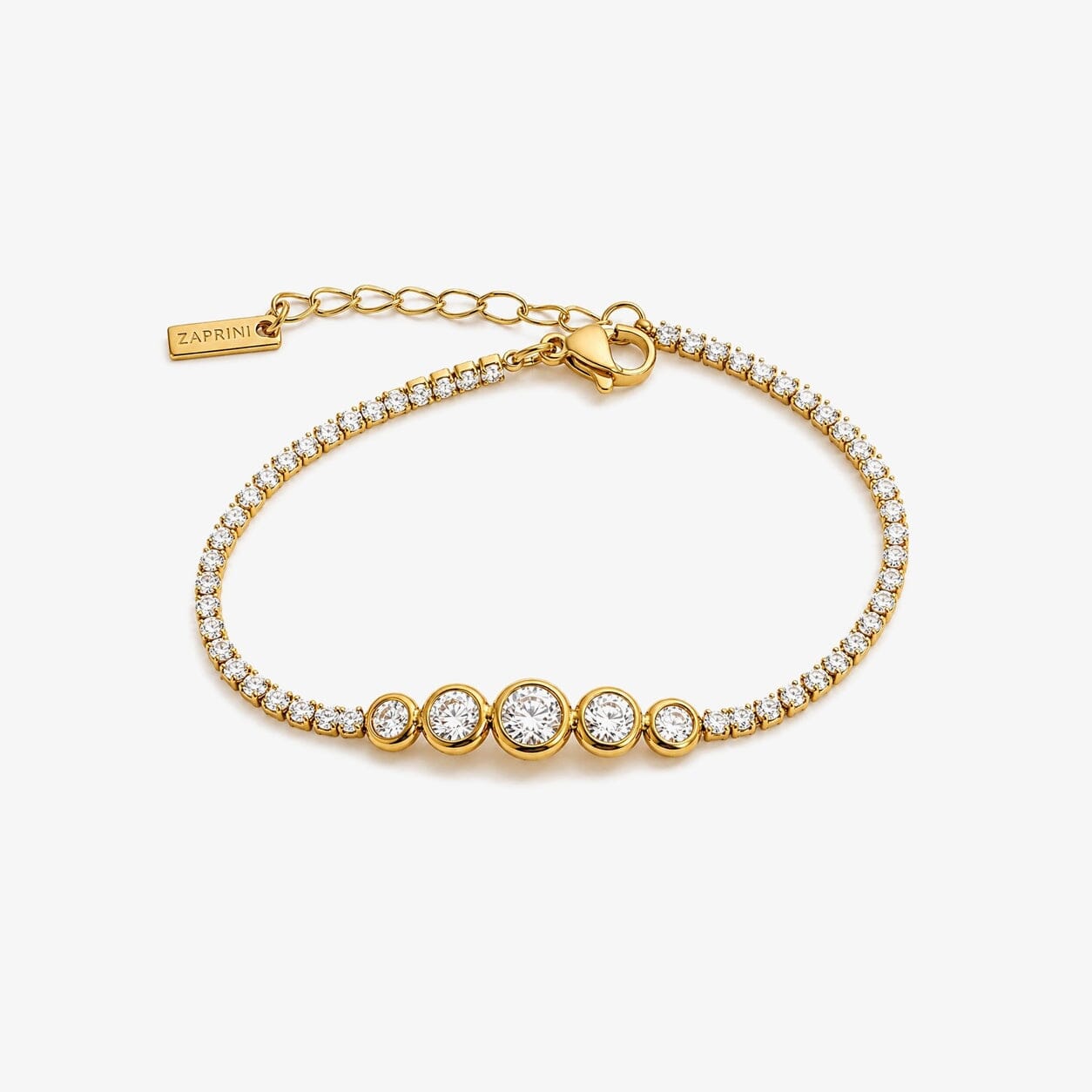 Pulsera Riviera De Circonias Graduadas Enchapado En Oro 18K Pulsera 12 ZAPRINI 