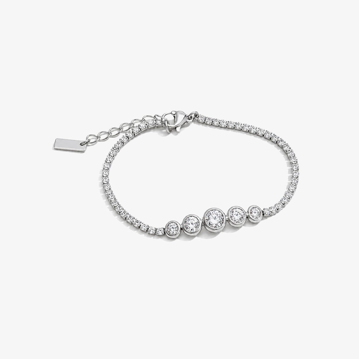 Pulsera Riviera De Circonias Graduadas Enchapado En Oro 18K Pulsera 12 ZAPRINI Plata 