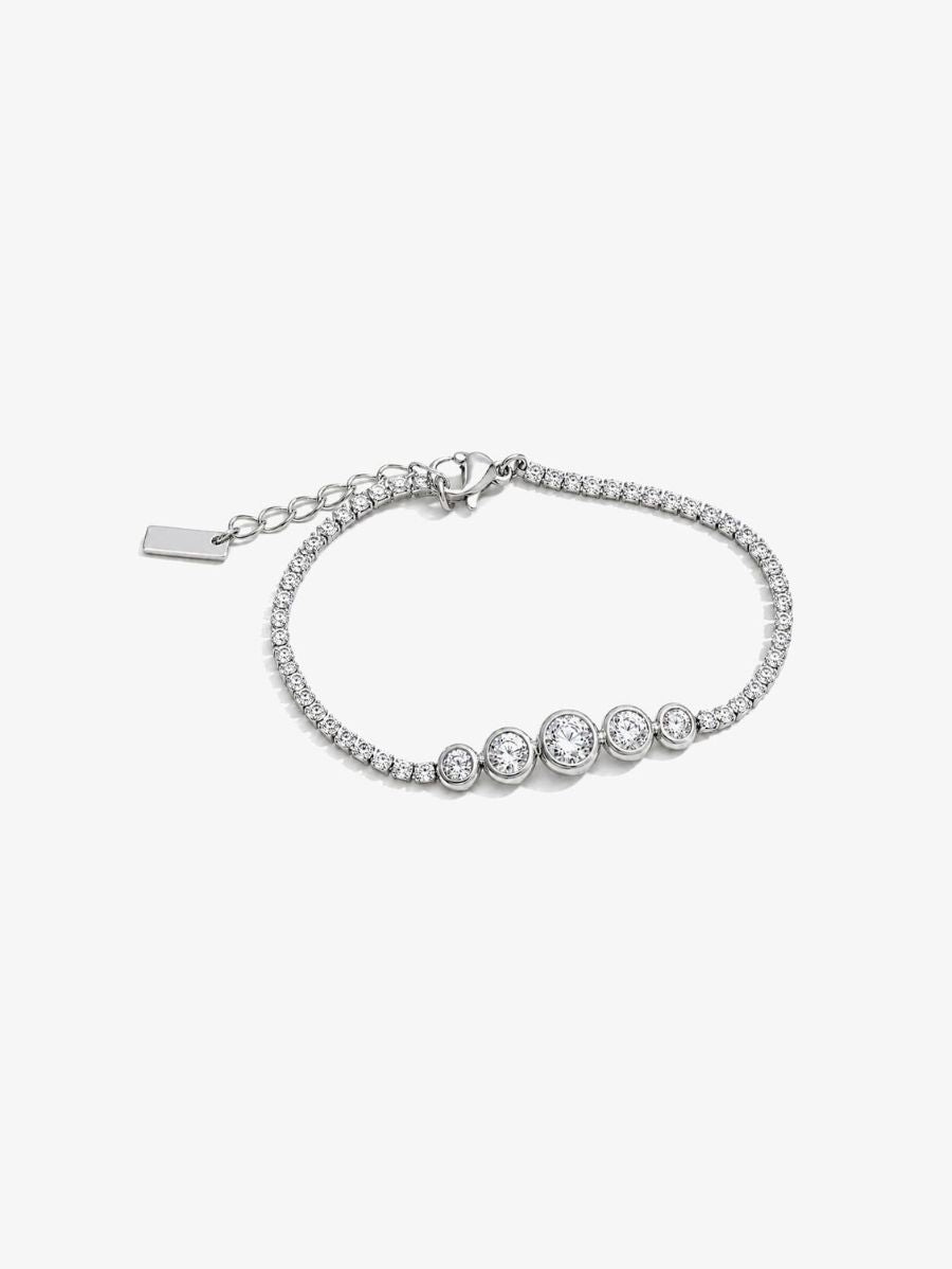 Pulsera Riviera De Circonias Graduadas Enchapado En Oro 18K Pulsera 12 ZAPRINI Oro 