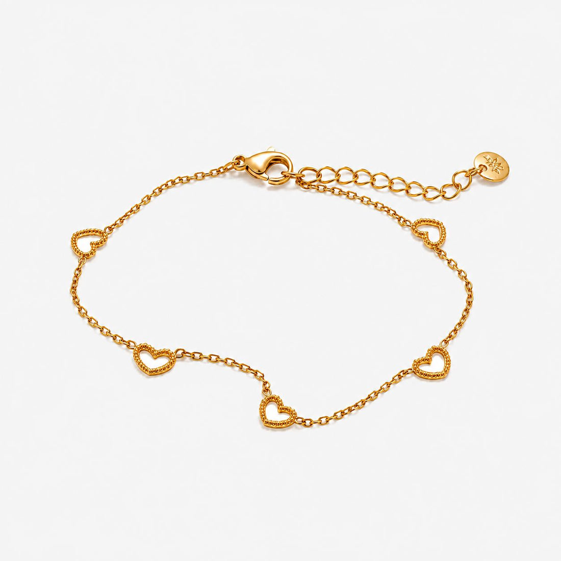 Pulsera de Cadena Delgada Con Corazones Enchapado En Oro 18K Pulsera 08 ZAPRINI Oro 