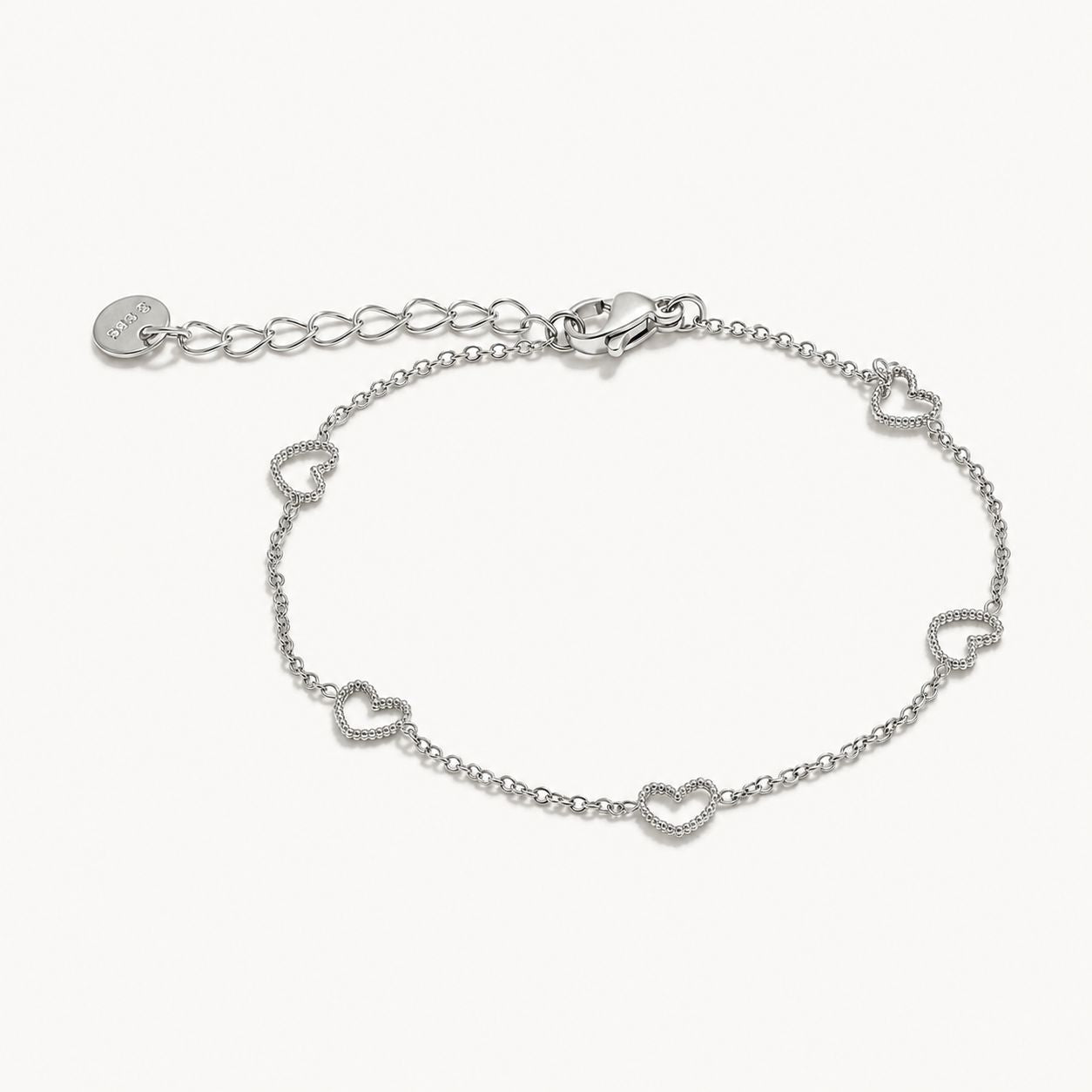 Pulsera de Cadena Delgada Con Corazones Enchapado En Oro 18K Pulsera 08 ZAPRINI Plata 