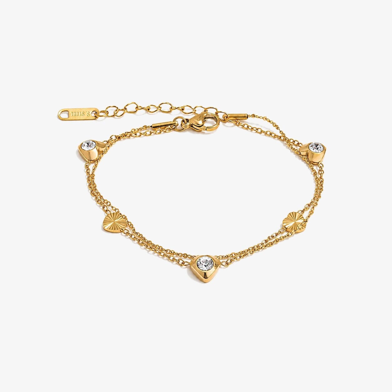 Pulsera de Cadena con Corazón de Circonia Enchapado En Oro 18K