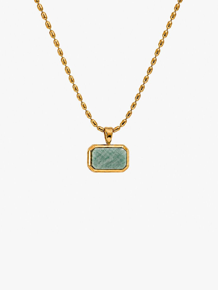 Collar Con Dije De Piedra Natural Enchapado En Oro 18K Collar 07 ZAPRINI Oro 
