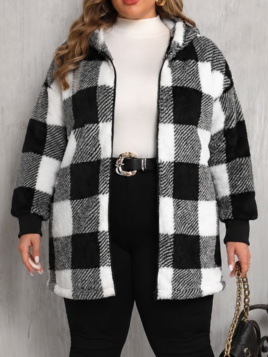 SACO AFELPADO A CUADROS PLUS SIZE Saco Plus Size 04 ZAPRINI 1XL 