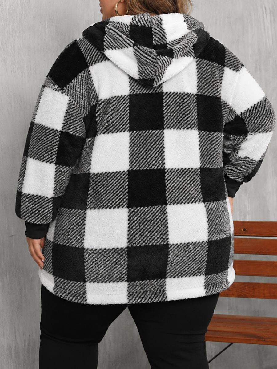 SACO AFELPADO A CUADROS PLUS SIZE Saco Plus Size 04 ZAPRINI 