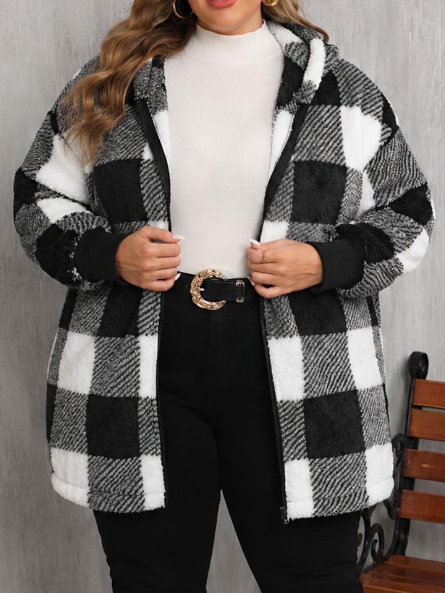 SACO AFELPADO A CUADROS PLUS SIZE Saco Plus Size 04 ZAPRINI 