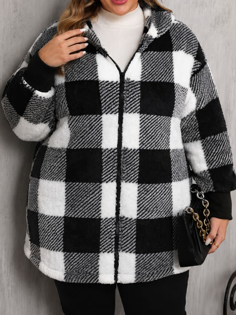 SACO AFELPADO A CUADROS PLUS SIZE Saco Plus Size 04 ZAPRINI 
