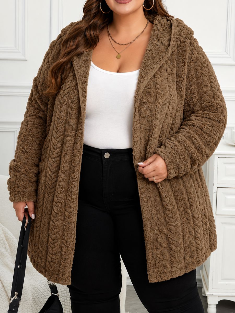 SACO AFELPADO CON CAPUCHA PLUS SIZE Saco Plus Size 07 ZAPRINI 1XL 