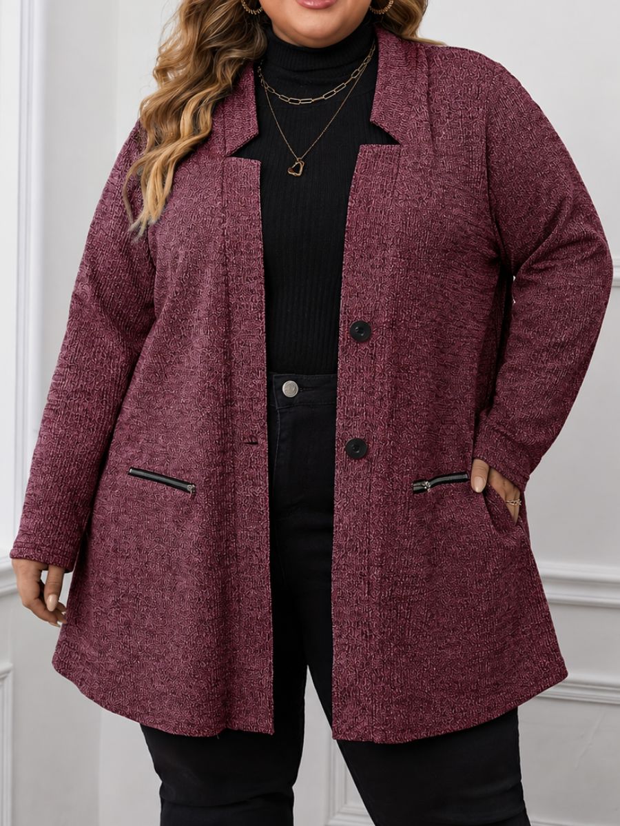 SACO CON BOTONES Y DETALLE DE CIERRE Saco Plus Size 03 ZAPRINI Rosa 1XL 