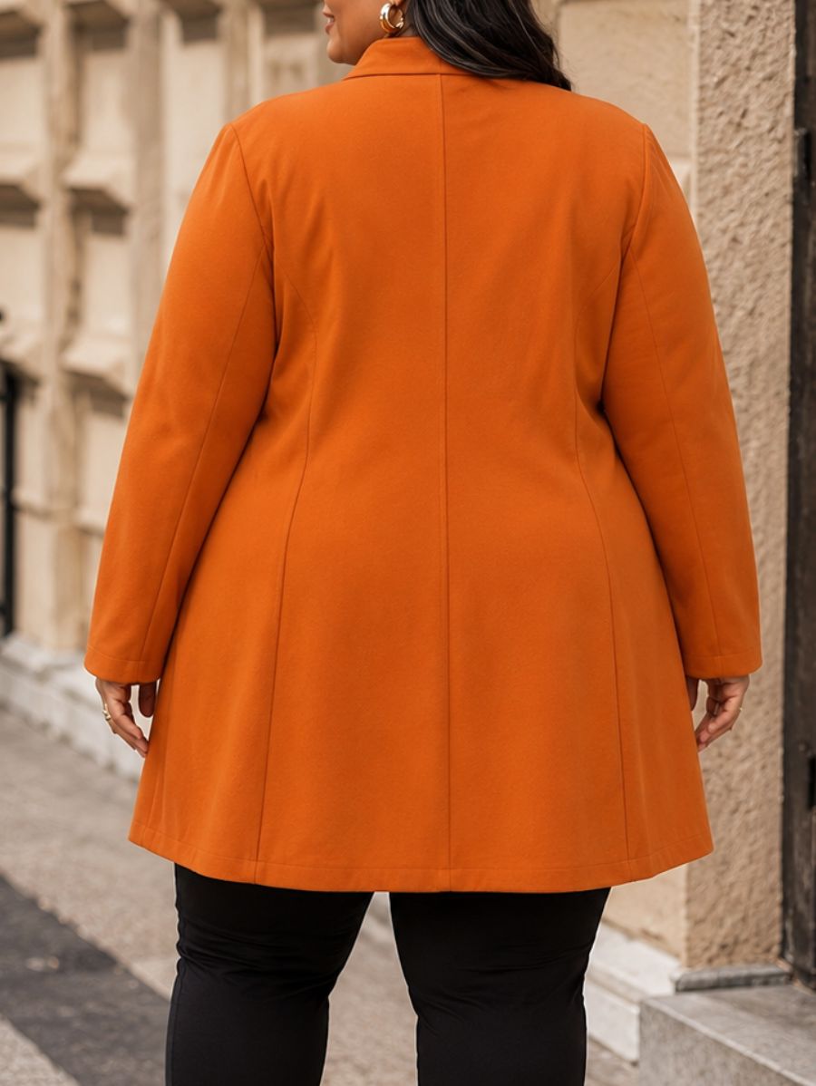 SACO DE PAÑO CON BOTONES Saco Plus Size 01 ZAPRINI Anaranjado 1XL 