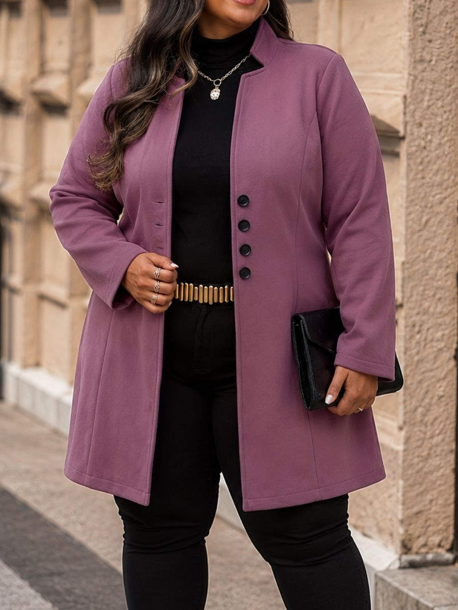 SACO DE PAÑO CON BOTONES Saco Plus Size 01 ZAPRINI Violeta 1XL 