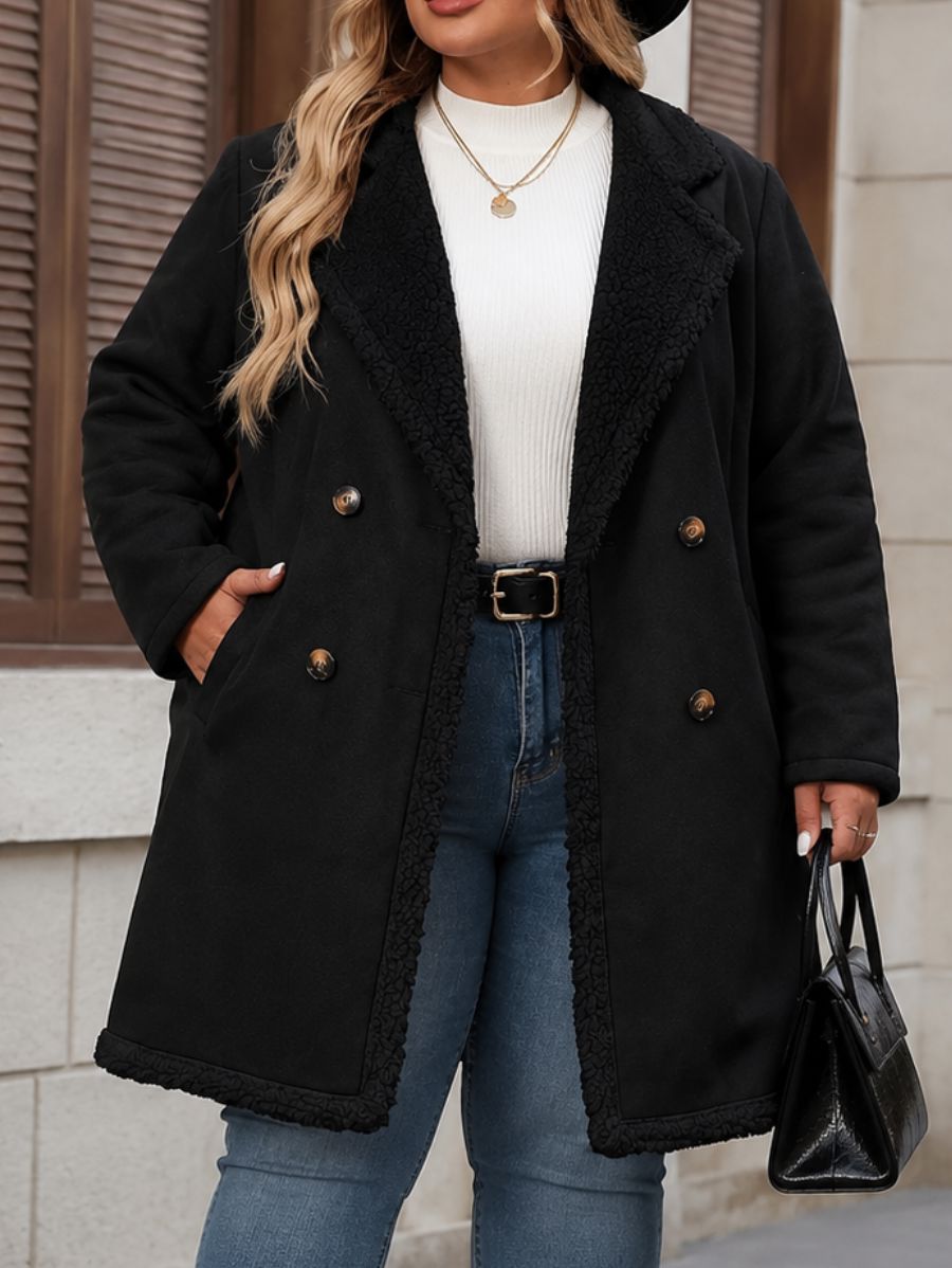 SACO LARGO FORRADO CON CORDERITO PLUS SIZE Saco Plus Size 02 ZAPRINI Negro 1XL 