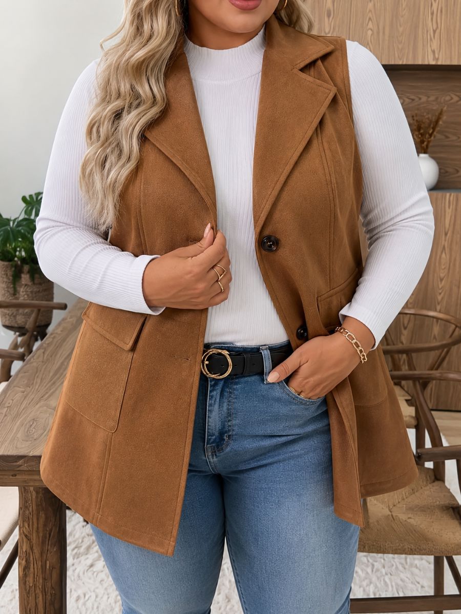 SACO SIN MANGAS CON BOTONES PLUS SIZE Saco Plus Size 06 ZAPRINI 