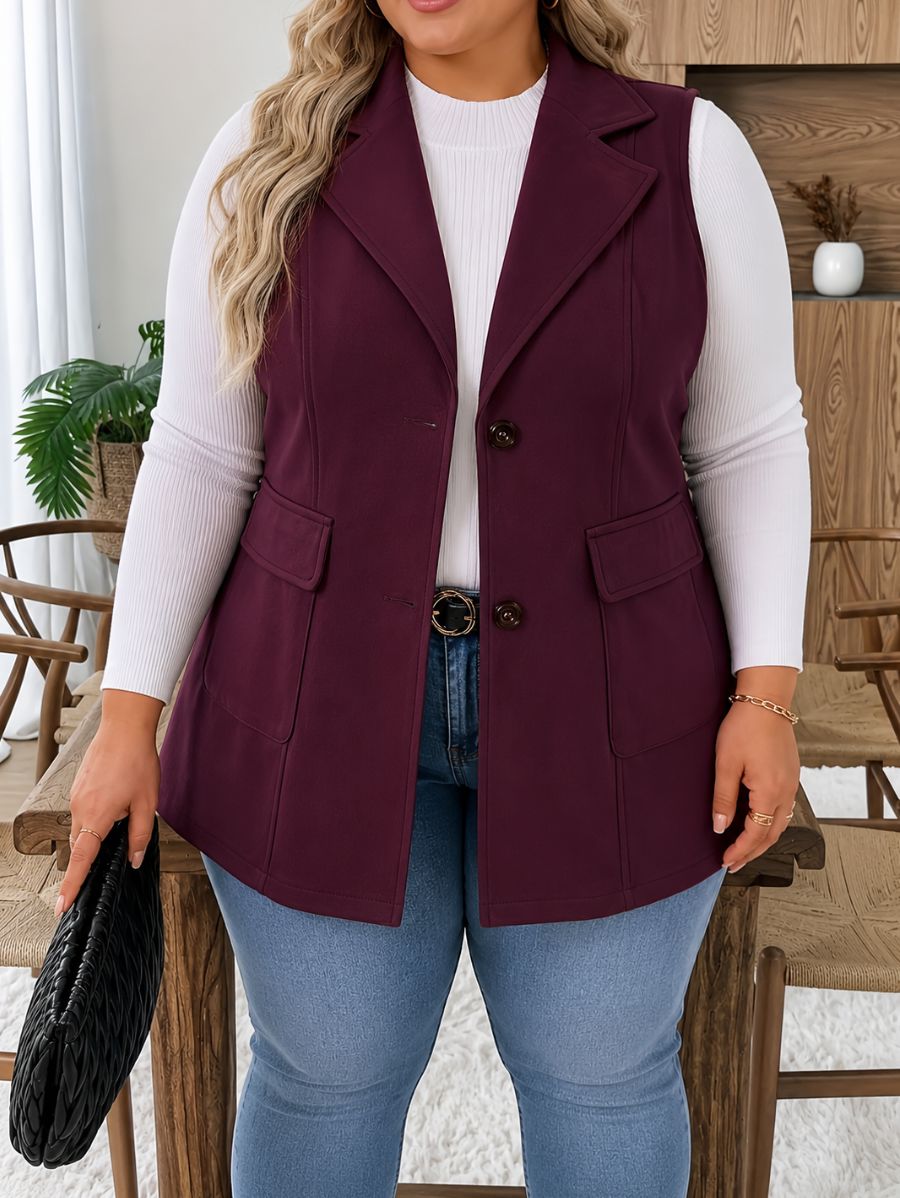 SACO SIN MANGAS CON BOTONES PLUS SIZE Saco Plus Size 06 ZAPRINI Bordo 1XL 