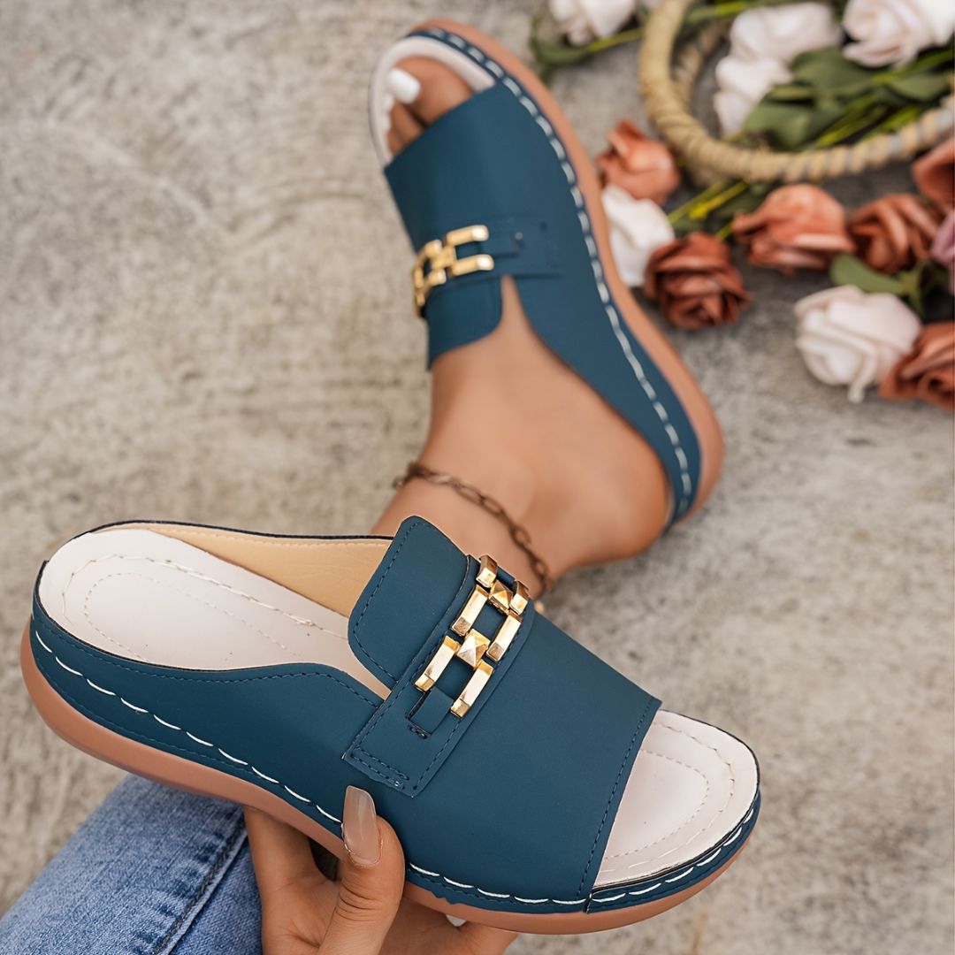 SANDALIAS CON DETALLE DE CADENA Sandalia 14 ZAPRINI Azul 34 