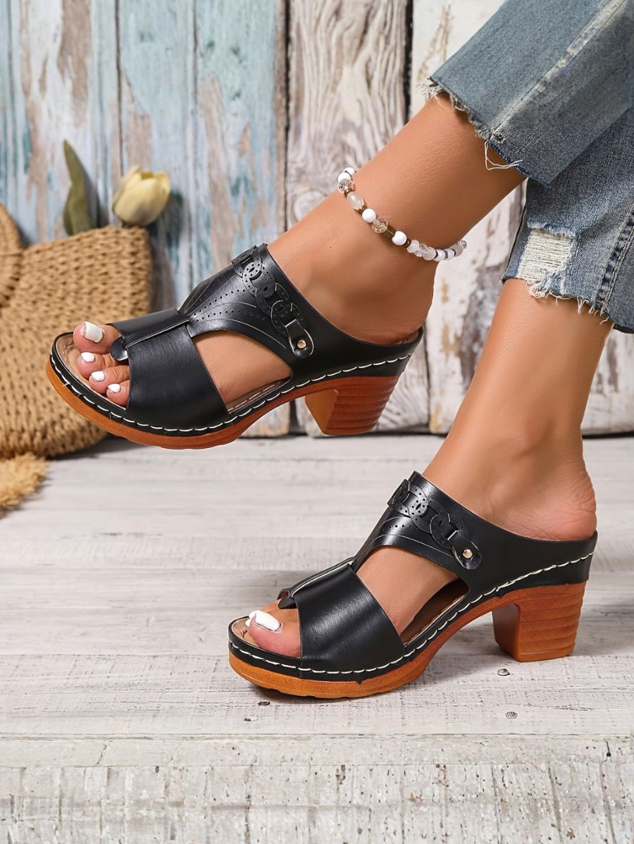 SANDALIAS CON TACÓN Y PUNTA ABIERTA Sandalia 4 ZAPRINI Negro 34 