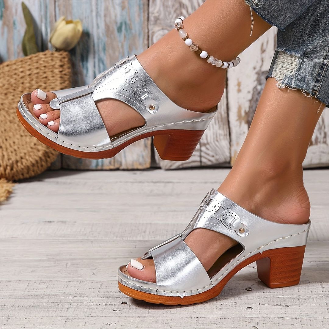 SANDALIAS CON TACÓN Y PUNTA ABIERTA Sandalia 4 ZAPRINI Plateado 34 