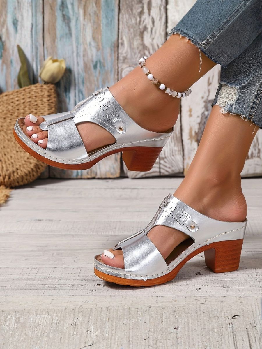 SANDALIAS CON TACÓN Y PUNTA ABIERTA Sandalia 4 ZAPRINI Plateado 34 