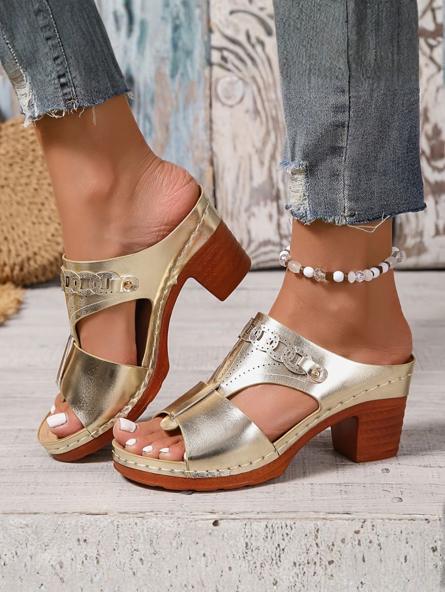 SANDALIAS CON TACÓN Y PUNTA ABIERTA Sandalia 4 ZAPRINI Dorado 34 