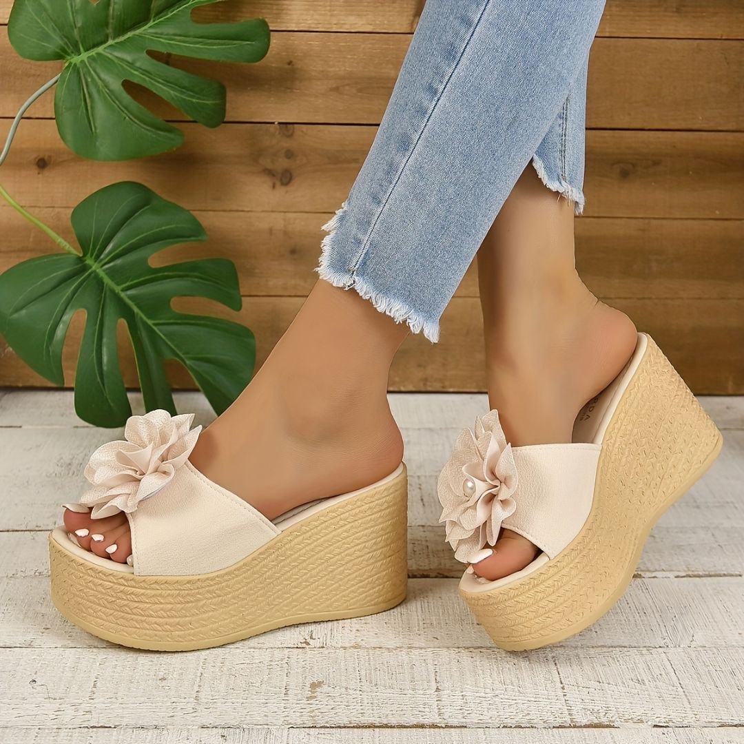 SANDALIAS DE PLATAFORMA CON FLOR Sandalia 3 ZAPRINI Beige 34 