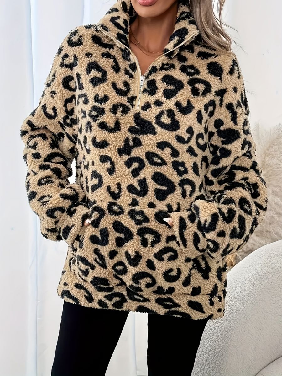 SUÉTER AFELPADO LEOPARDO CON CIERRE Sueter 31 ZAPRINI S 