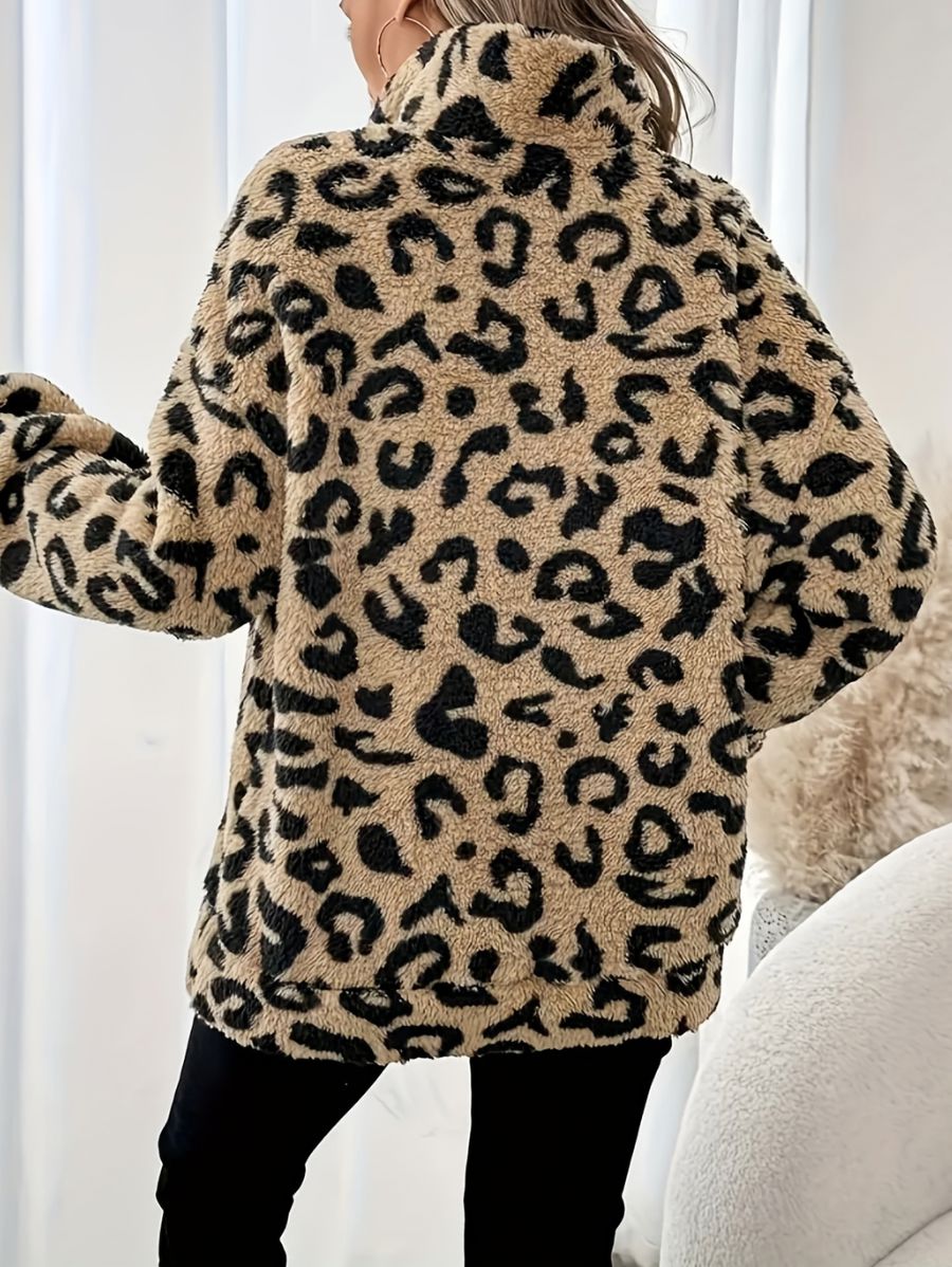 SUÉTER AFELPADO LEOPARDO CON CIERRE Sueter 31 ZAPRINI 