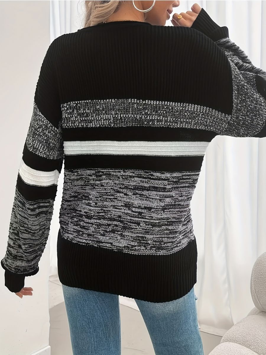 SUÉTER A RAYAS CON CUELLO REDONDO Sueter 14 ZAPRINI Negro S 