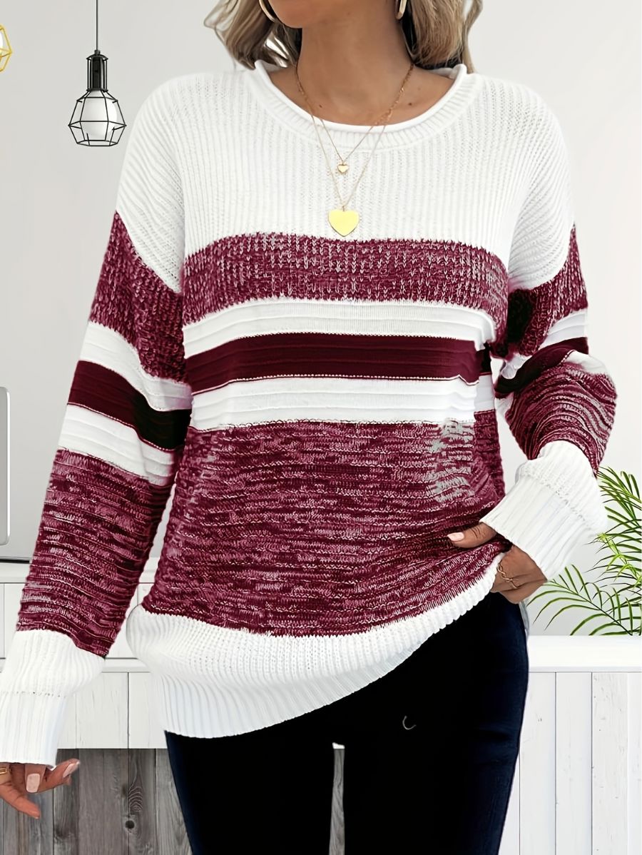 SUÉTER A RAYAS CON CUELLO REDONDO Sueter 14 ZAPRINI Rojo S 