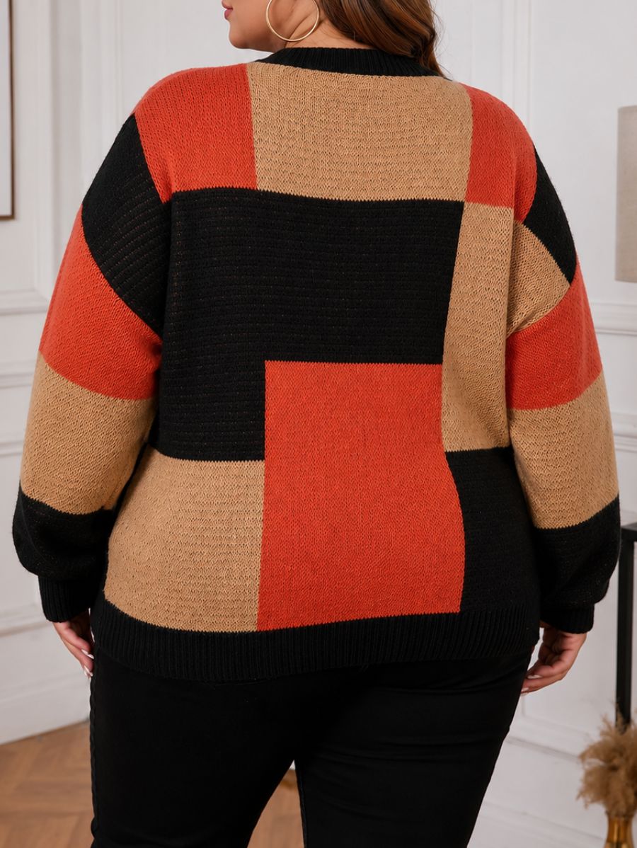 SUÉTER CON BLOQUES DE COLOR PLUS SIZE Sueter Plus Size 03 ZAPRINI 