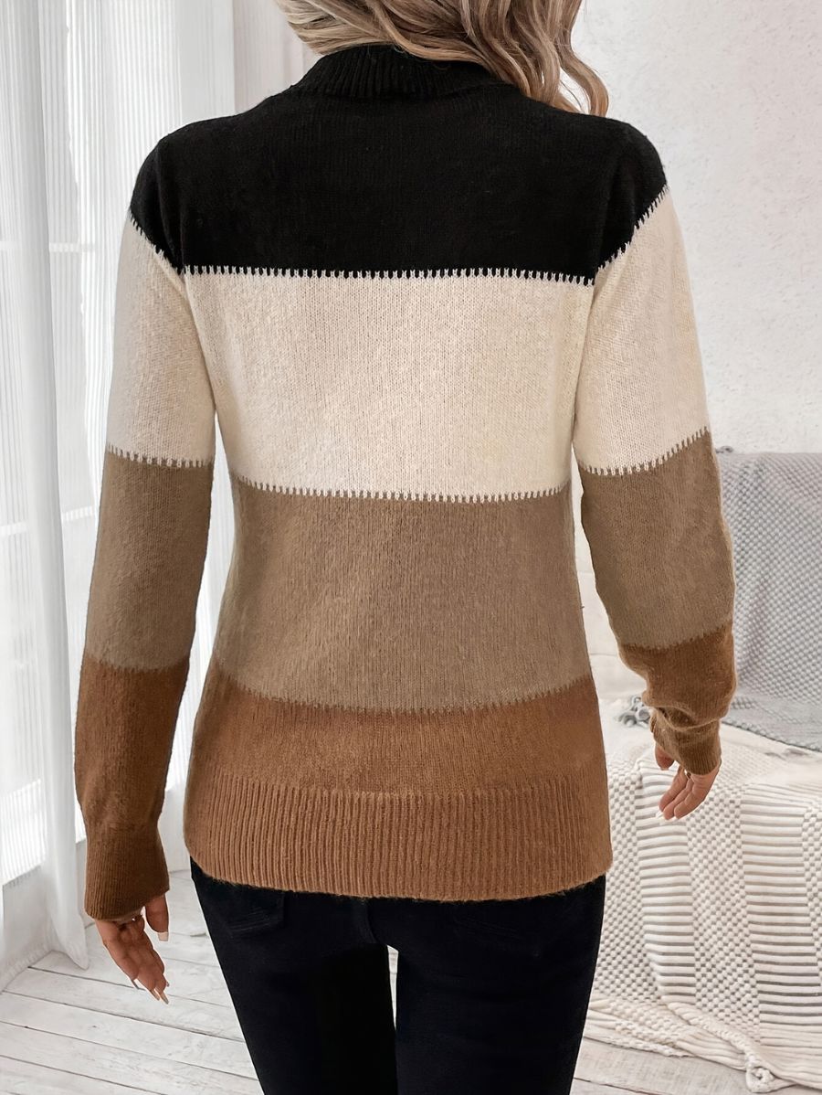 SUÉTER CON BLOQUES DE COLOR Y CUELLO ALTO Sueter 24 ZAPRINI 