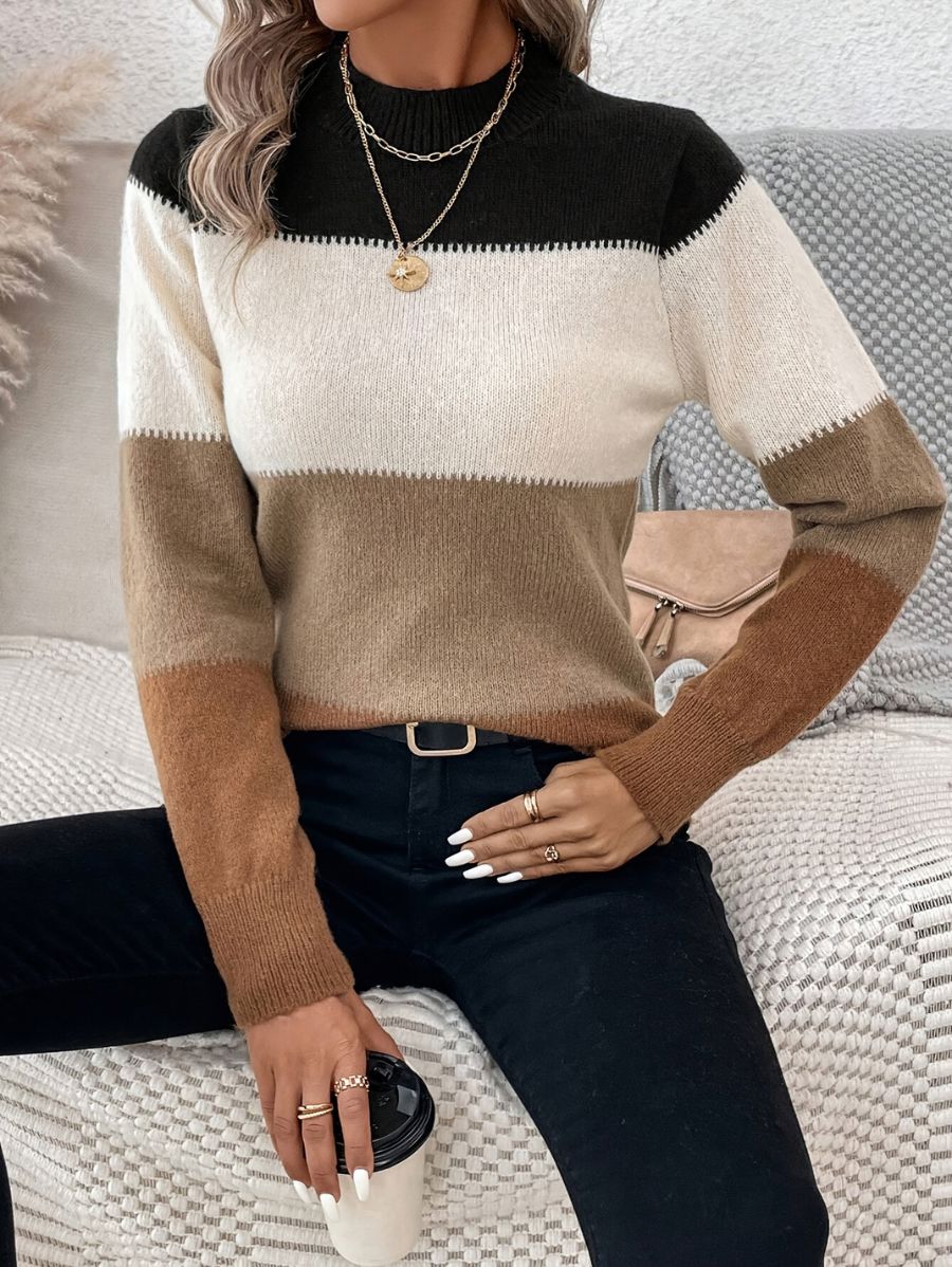SUÉTER CON BLOQUES DE COLOR Y CUELLO ALTO Sueter 24 ZAPRINI 