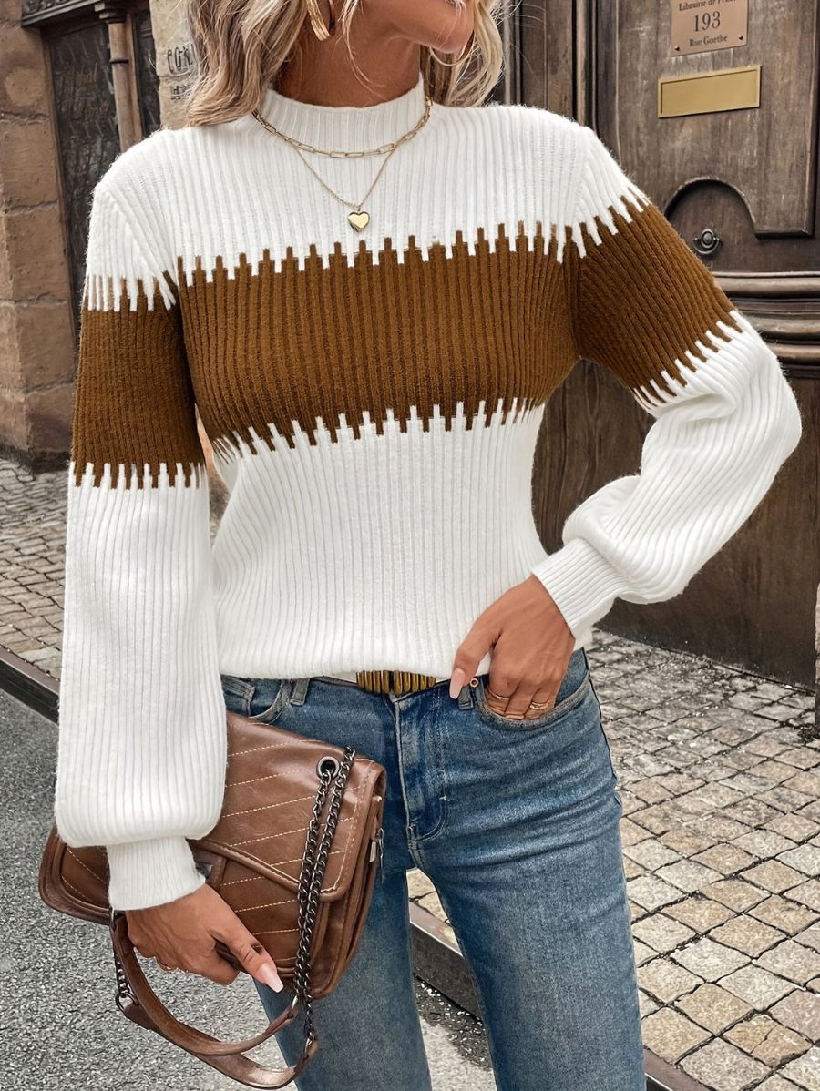 SUÉTER CON CUELLO ALTO Y BLOQUE DE COLOR Sueter 37 ZAPRINI S 