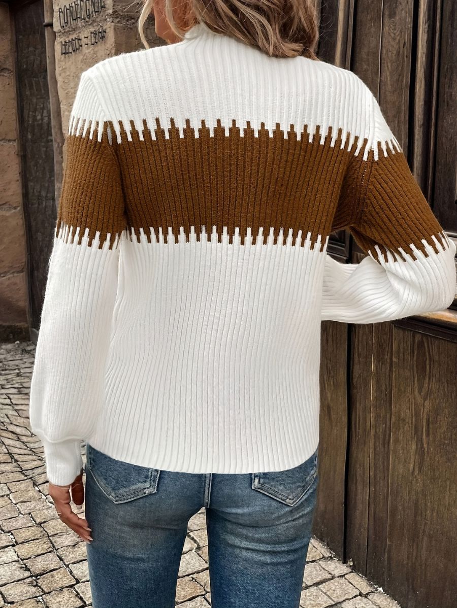 SUÉTER CON CUELLO ALTO Y BLOQUE DE COLOR Sueter 37 ZAPRINI 