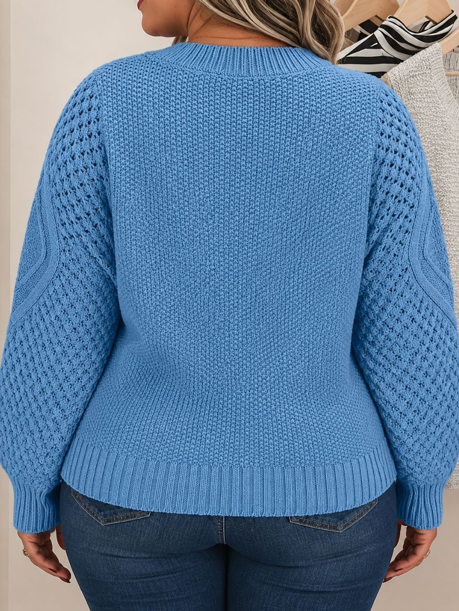 SUÉTER CON DETALLE EN MANGAS PLUS SIZE Sueter Plus Size 06 ZAPRINI 