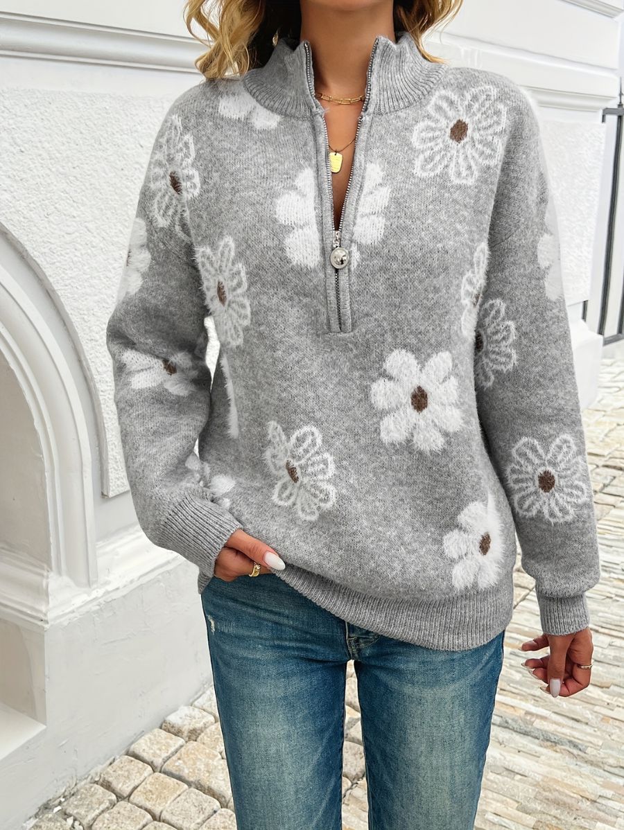 SUÉTER CON ESTAMPADO FLORAL Y CIERRE Sueter 13 ZAPRINI 