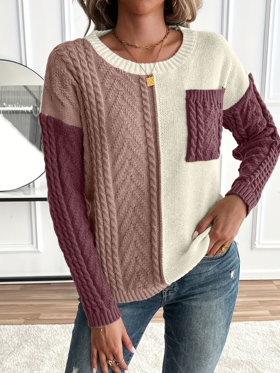 SUÉTER CON TEXTURA Y BLOQUES DE COLOR Sueter 18 ZAPRINI Bordo S 