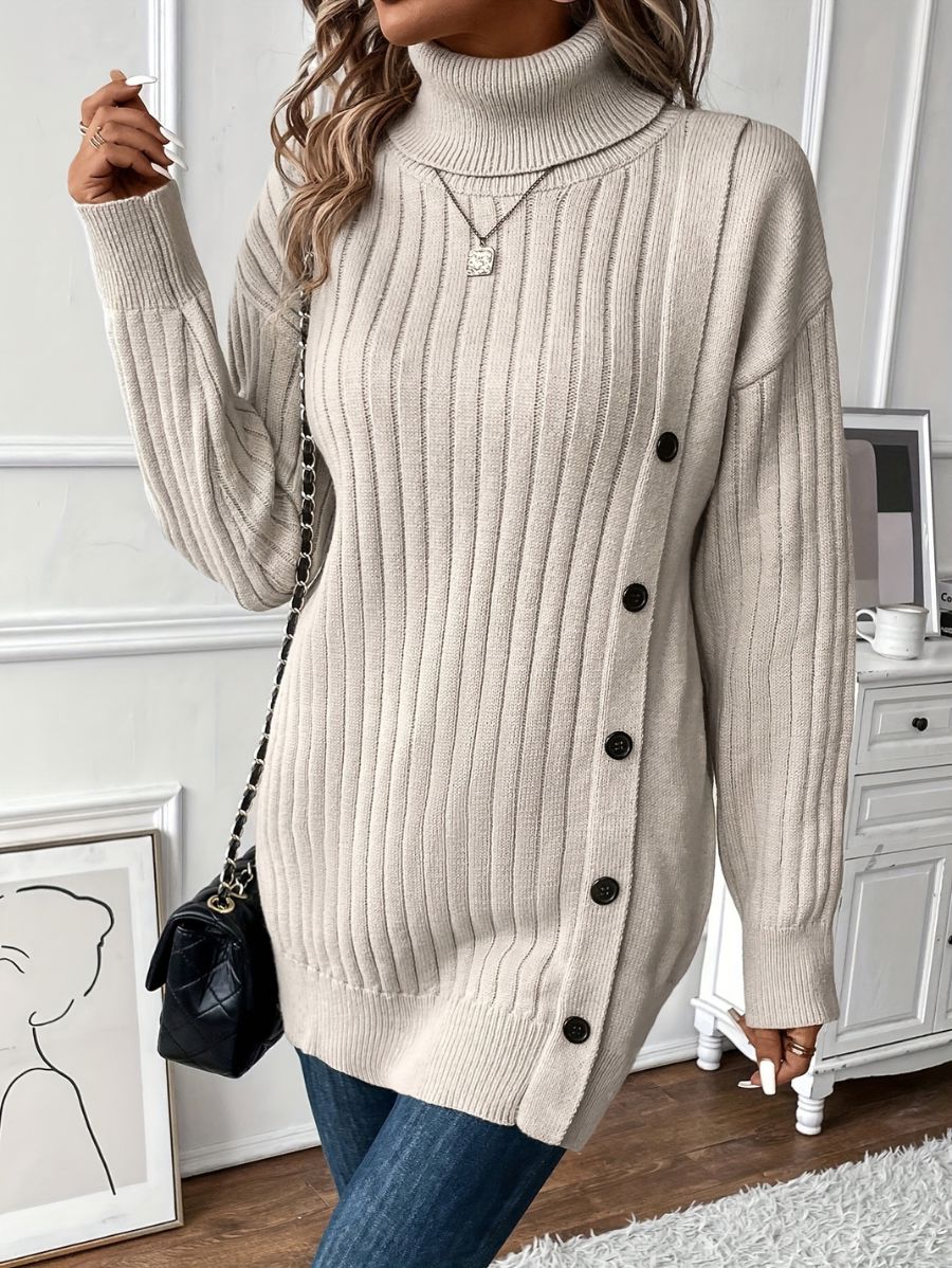 SUÉTER DE CUELLO ALTO CON BOTONES Sueter 32 ZAPRINI S 
