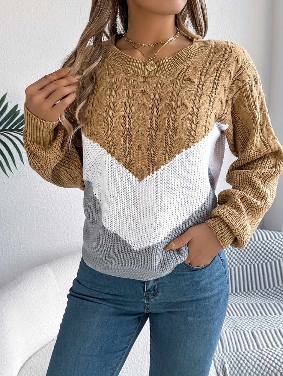 SUÉTER DE PUNTO CON BLOQUES DE COLOR Sueter 48 ZAPRINI Beige S 