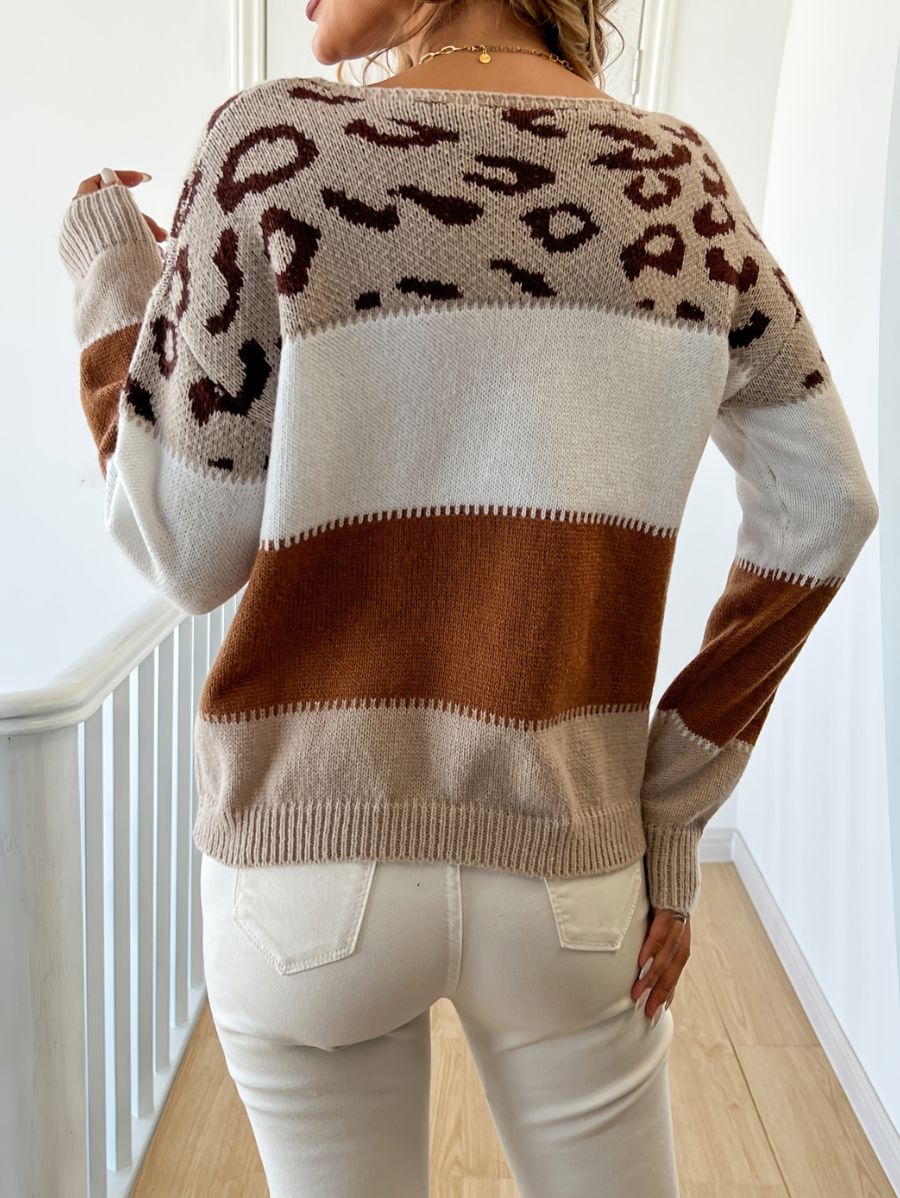 SUÉTER DE PUNTO CON DETALLE LEOPARDO Sueter 07 ZAPRINI 