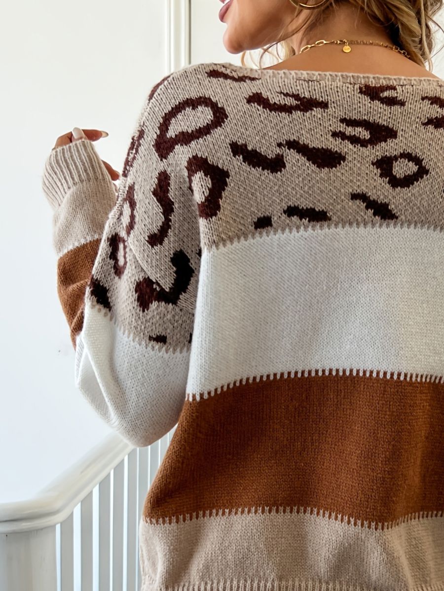 SUÉTER DE PUNTO CON DETALLE LEOPARDO Sueter 07 ZAPRINI 