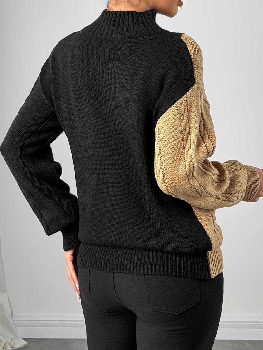 SUÉTER EN DOS TONOS CON CUELLO ALTO Sueter 40 ZAPRINI 