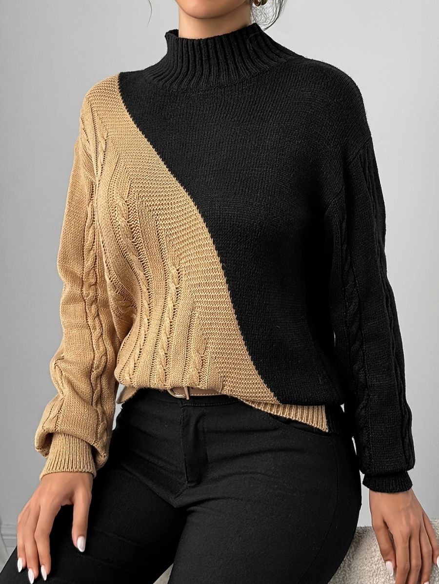 SUÉTER EN DOS TONOS CON CUELLO ALTO Sueter 40 ZAPRINI 