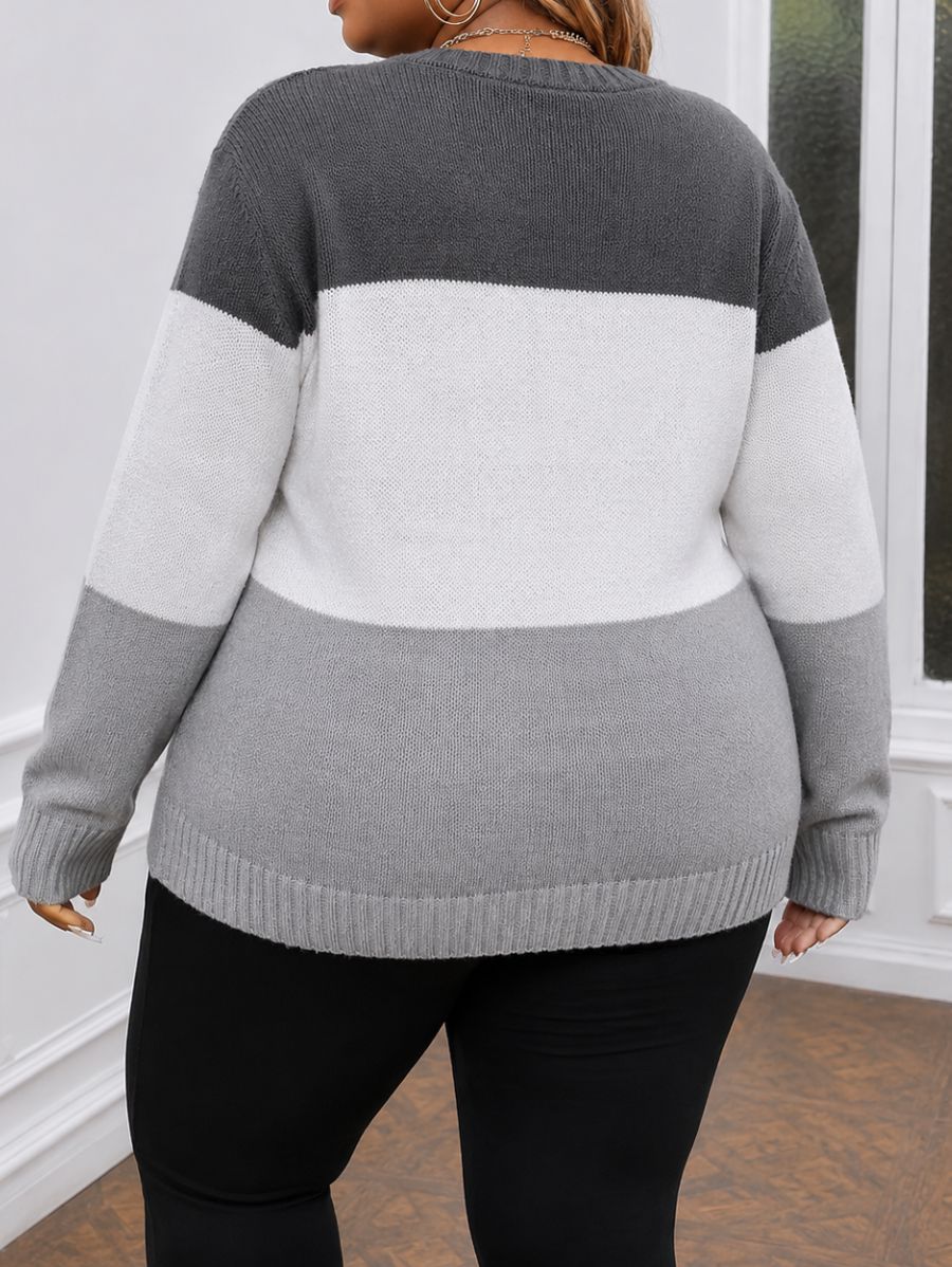 SUÉTER EN TRES TONOS Sueter Plus Size 01 ZAPRINI Gris 1XL 