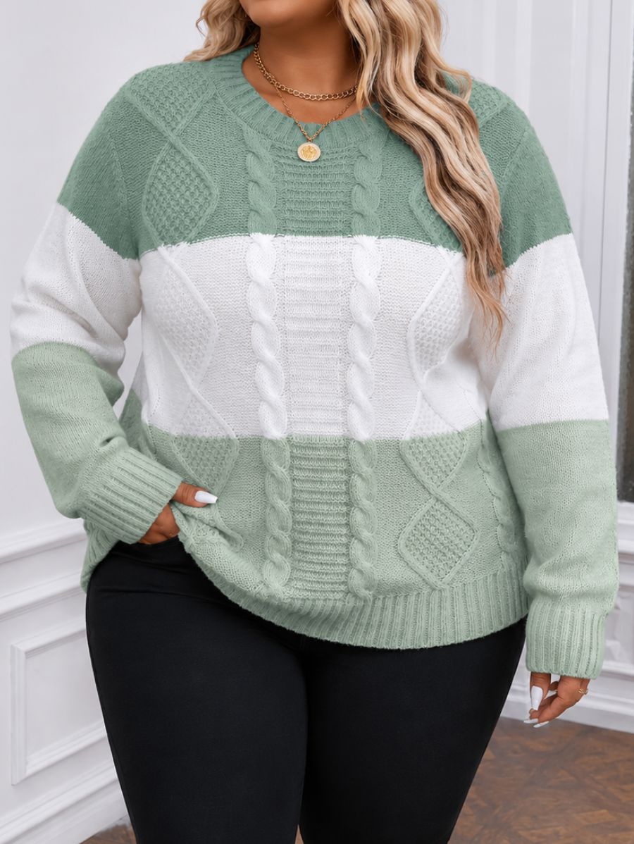 SUÉTER EN TRES TONOS Sueter Plus Size 01 ZAPRINI Verde 1XL 