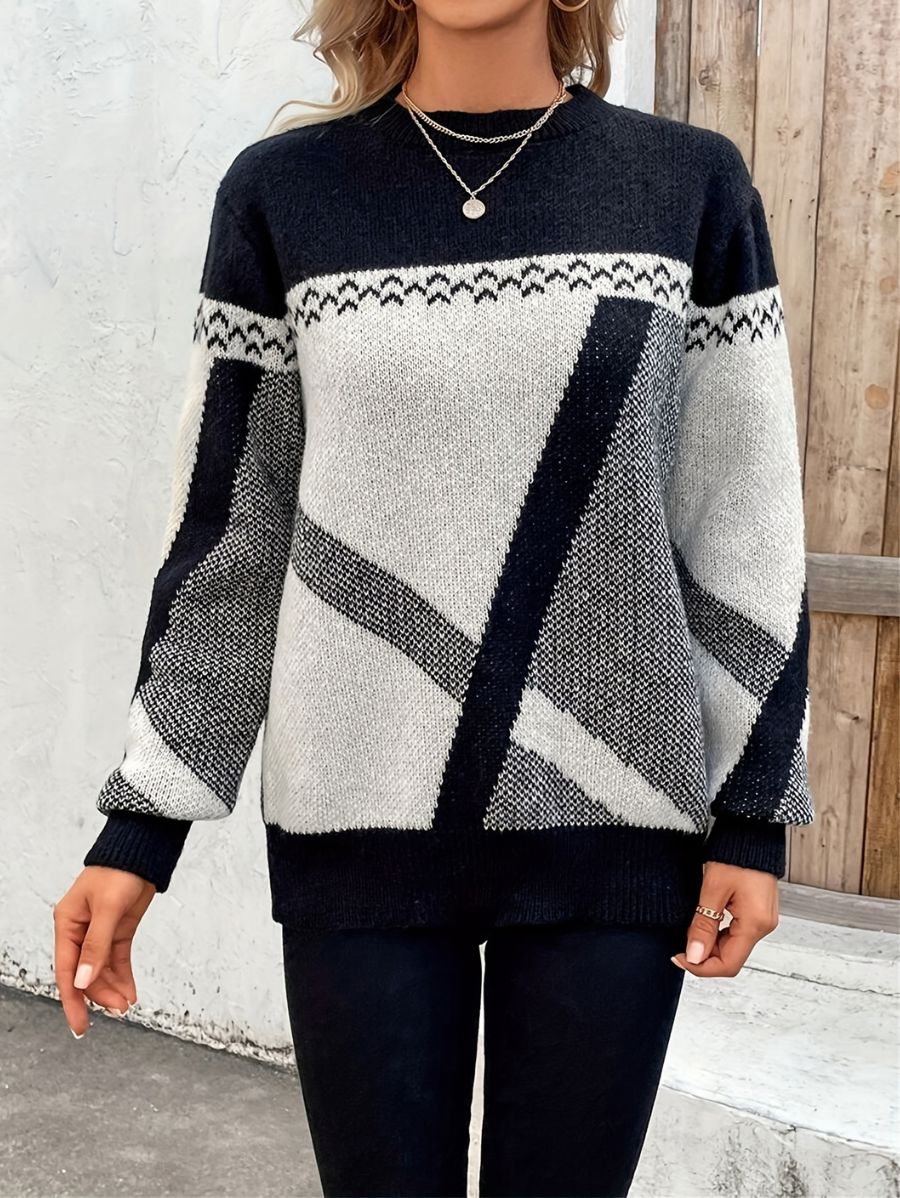 SUÉTER ESTAMPADO CON RAYAS Y BLOQUES DE COLOR Sueter 22 ZAPRINI S 