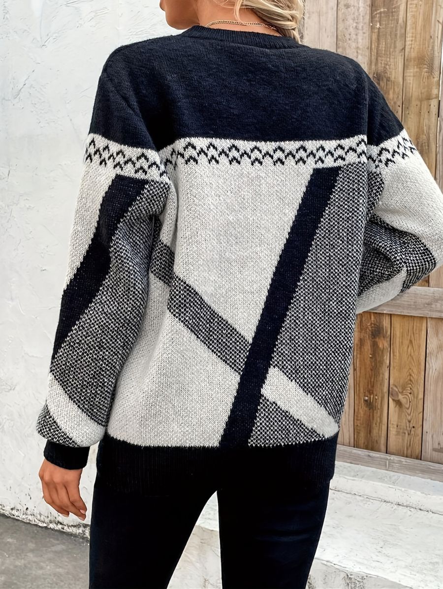 SUÉTER ESTAMPADO CON RAYAS Y BLOQUES DE COLOR Sueter 22 ZAPRINI 