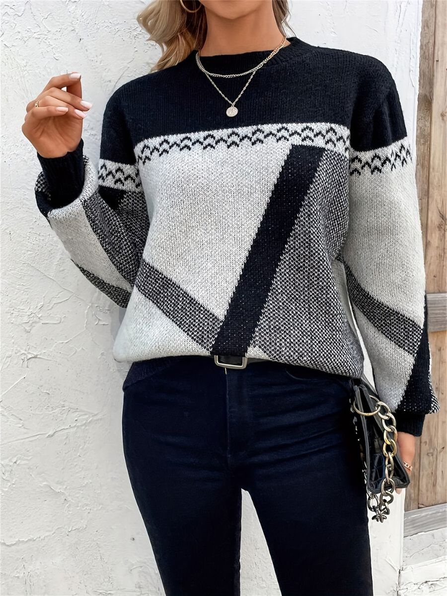 SUÉTER ESTAMPADO CON RAYAS Y BLOQUES DE COLOR Sueter 22 ZAPRINI 