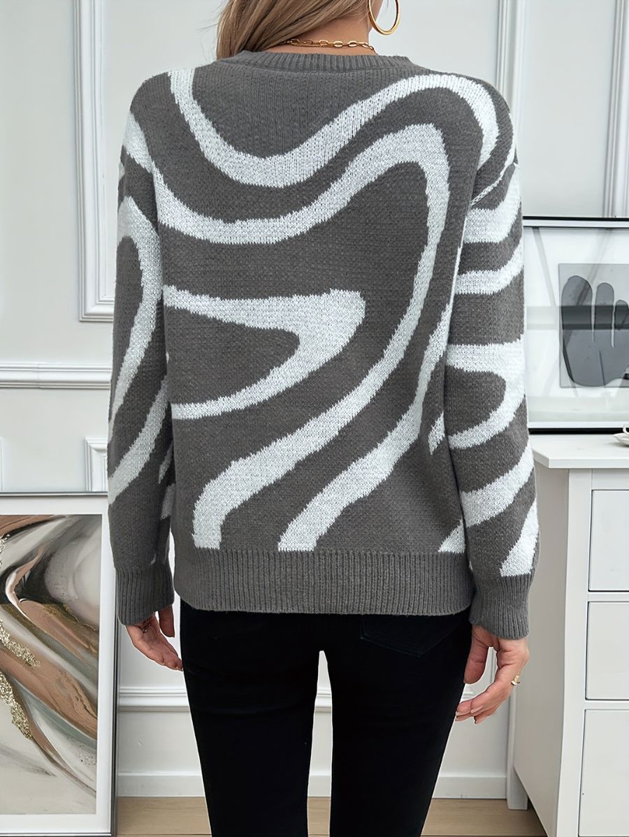 SUÉTER GRIS CON ESTAMPADO Y CUELLO REDONDO Sueter 35 ZAPRINI 
