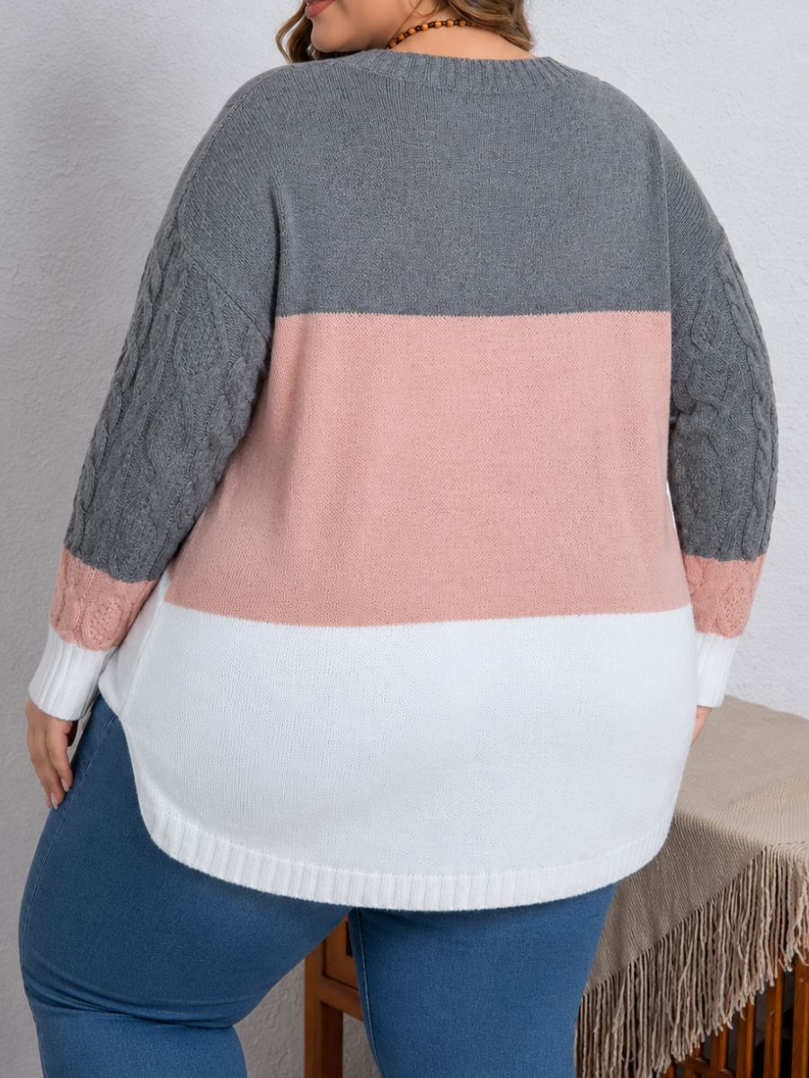 SUÉTER HOLGADO CON BLOQUES DE COLOR PLUS SIZE Sueter Plus Size 05 ZAPRINI 